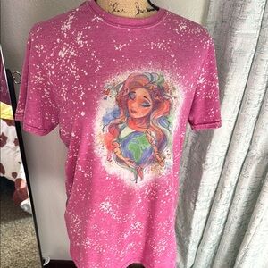 Pink Graphic Tee with Earth Design